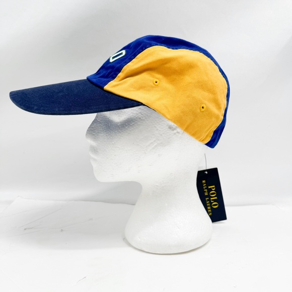 Polo Ralph Lauren Long Bill Blue Yellow Wing Twill Ball Cap Hat - Picture 6 of 16